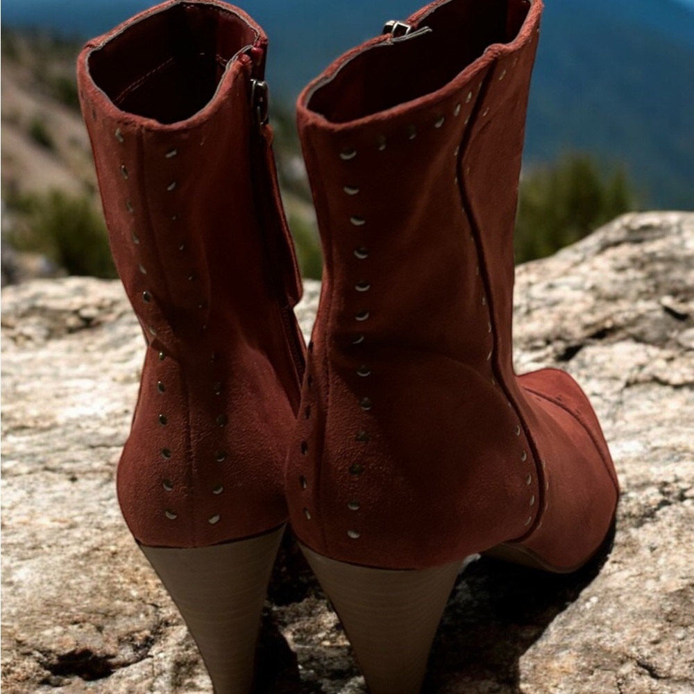 Universal Thread Maroon Rust Studded Bootie Boot.… - image 3
